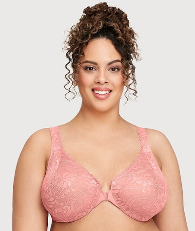 Glamorise WonderWire Front-Closure Stretch Lace Bra - Apricot Bras