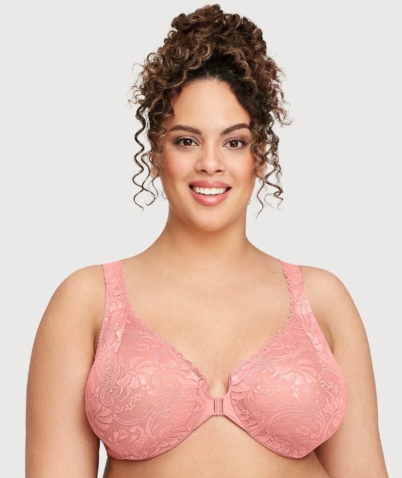 Glamorise WonderWire Front-Closure Stretch Lace Bra - Apricot Bras 