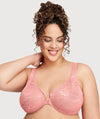 Glamorise WonderWire Front-Closure Stretch Lace Bra - Apricot Bras