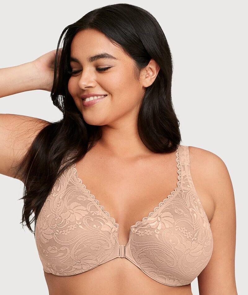 Shop Plus Size Wirefree Front Opening Bra in Black, Sizes 12-30