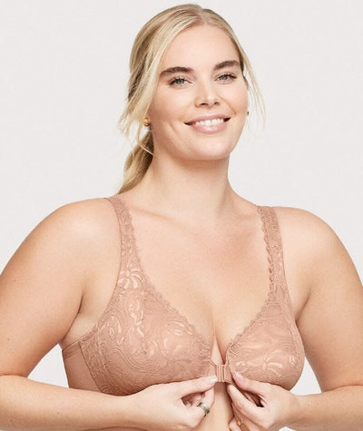 Plus Size Glamorise Full-Figure Wonderwire Front-Close Stretch Lace Bra  9245