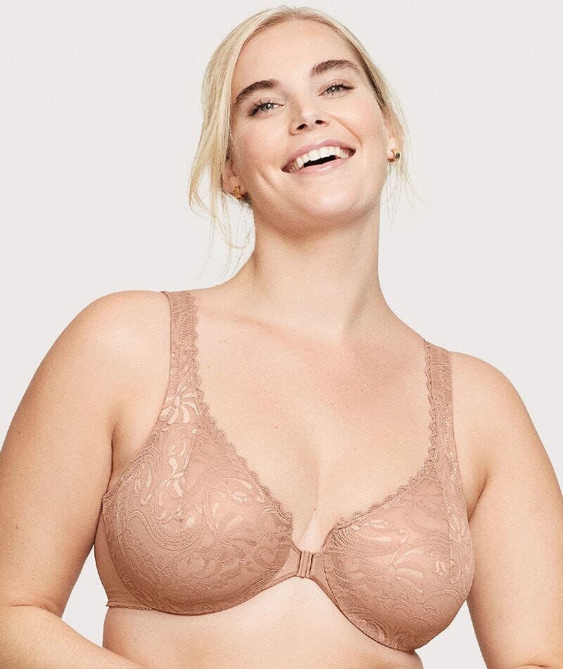 Glamorise Wonderwire Lace Front Close Bra