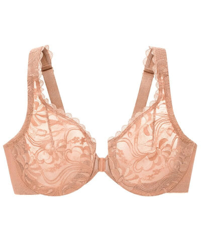 Glamorise WonderWire Front-Closure Stretch Lace Bra - Cappuccino Bras