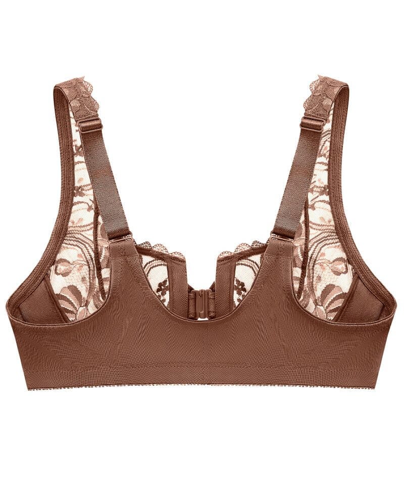 Glamorise WonderWire Front-Closure Stretch Lace Bra - Mocha Bras