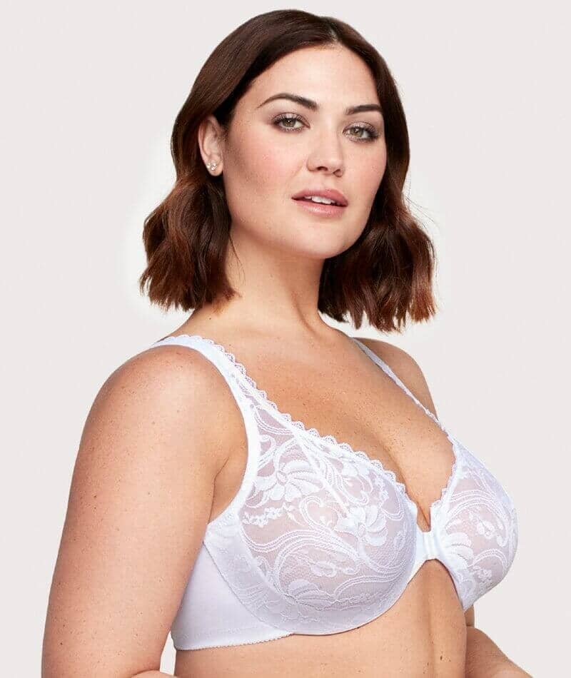 Leading Lady Women's Luxe Lace Front Closure Bra, Bright White