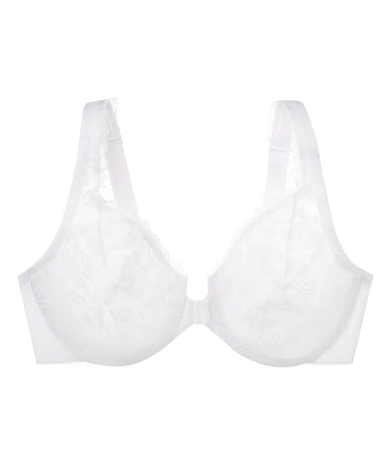Glamorise WonderWire Front-Closure Stretch Lace Bra - White Bras