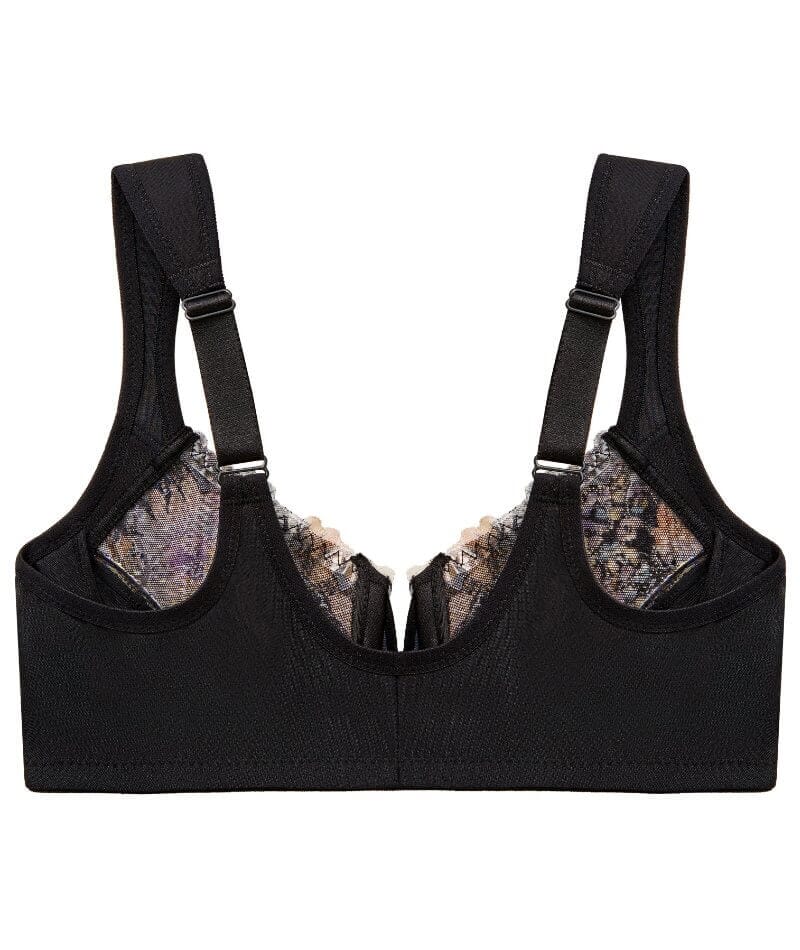 Black & White Floral Lace Push-Up Strapless Bra
