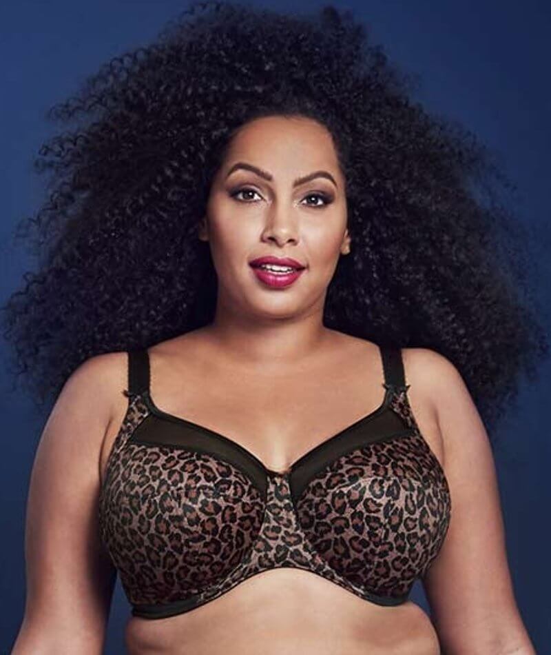 Goddess Kayla Underwire Banded Bra - Dark Leopard - Curvy Bras