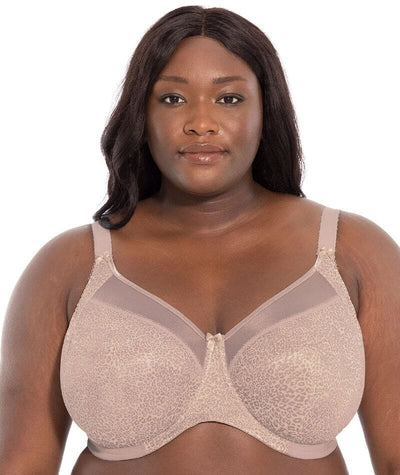 Goddess Kayla Underwired Banded Bra - Taupe Leo - Curvy Bras