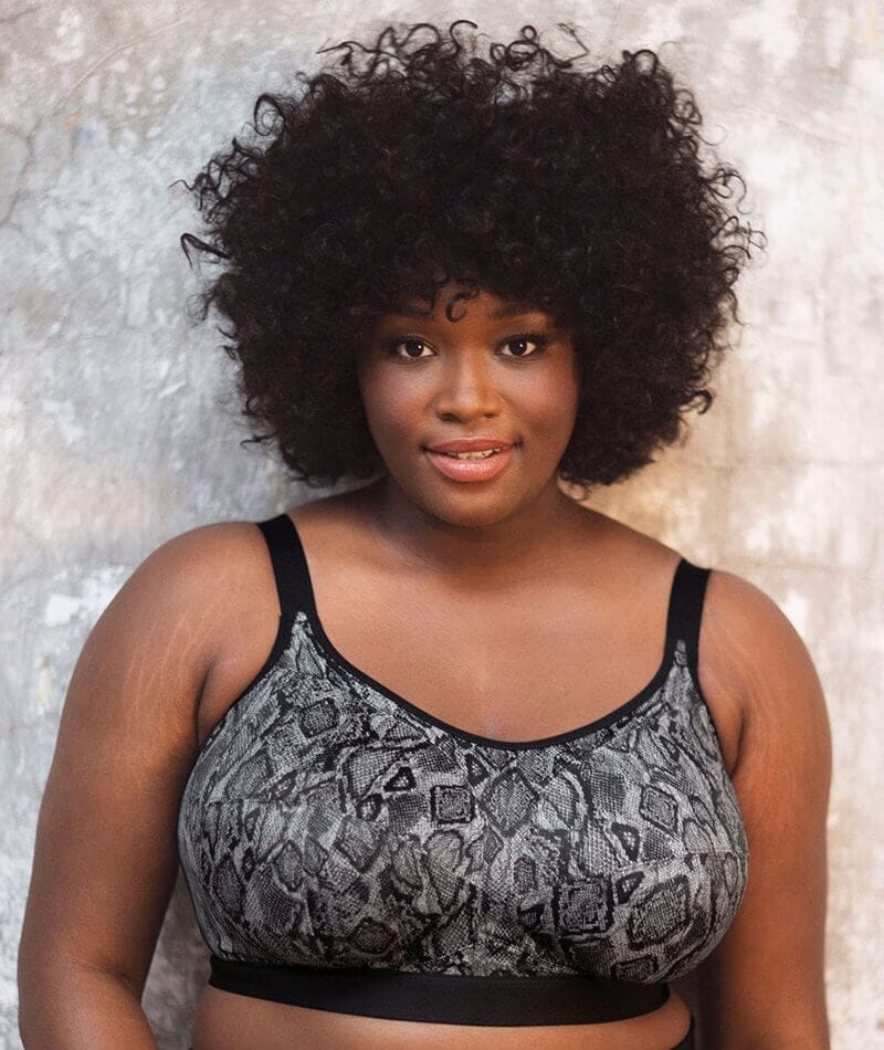 Goddess Sport Wirefree Sports Bra Black Snake Curvy Bras