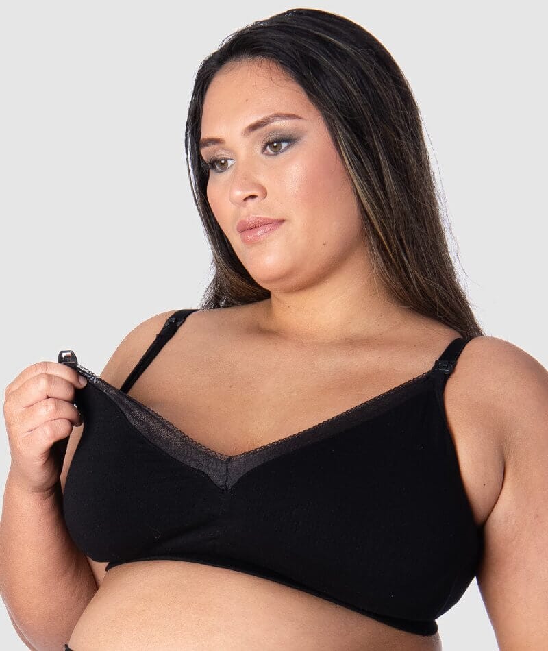 Buy Wirefree Padded Soft Touch Microfiber Elastane Full Coverage Plus Size  Bra with Magic Under Cup - Black 1829