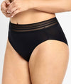 Jockey No Panty Line Promise Sheer Tops Hi Cut Brief - Black Knickers