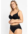 Jockey No Panty Line Promise Sheer Tops Hi Cut Brief - Black Knickers