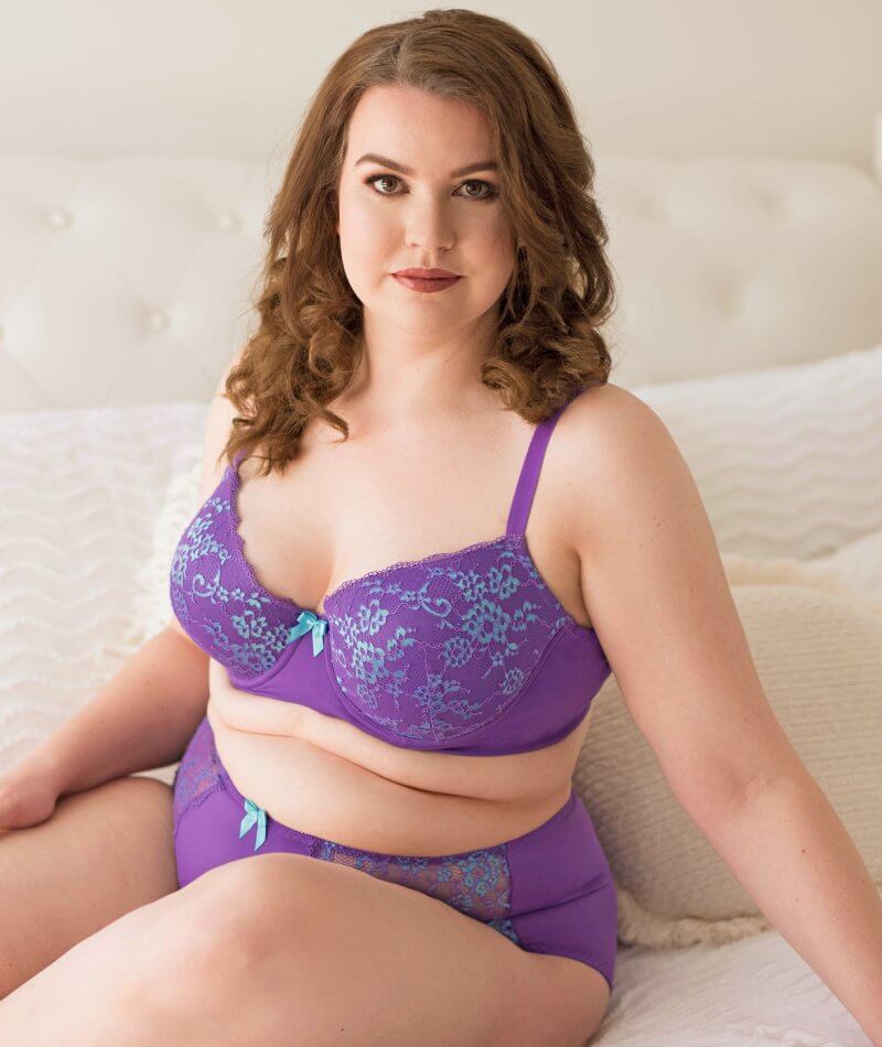 Lady Emprezz Frenchie Padded Shaping Bra - Purple/Aqua - Curvy Bras