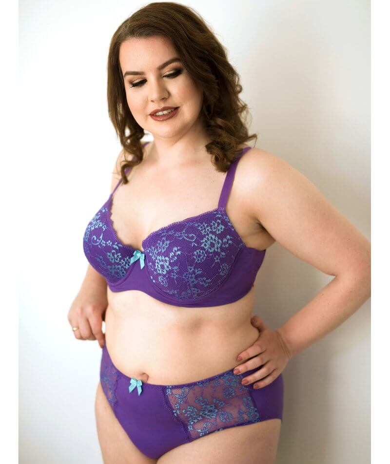 Lady Emprezz Frenchie Padded Shaping Bra - Purple/Aqua Bras