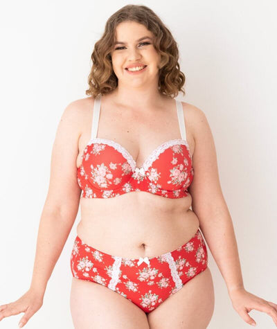 Lady Emprezz Shirley High Rise Brief - Red Vintage Knickers