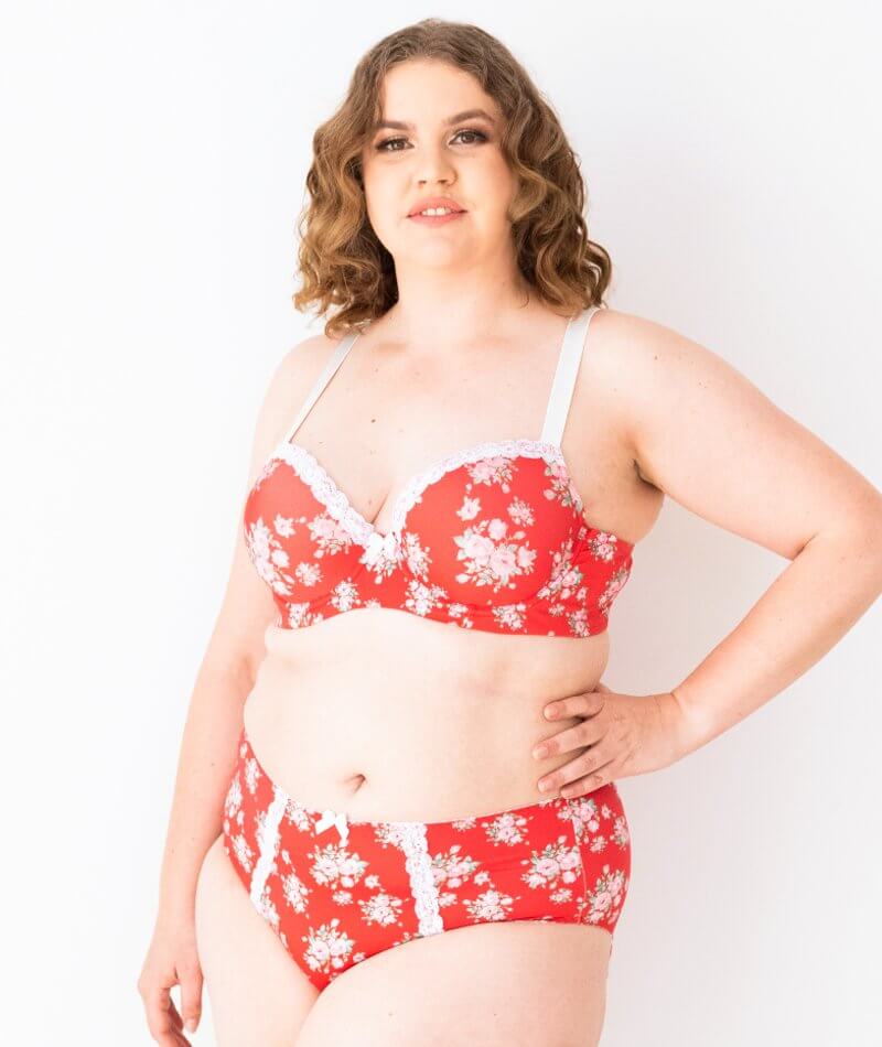 Lady Emprezz Shirley Underwire Contour Bra - Red Vintage - Curvy Bras