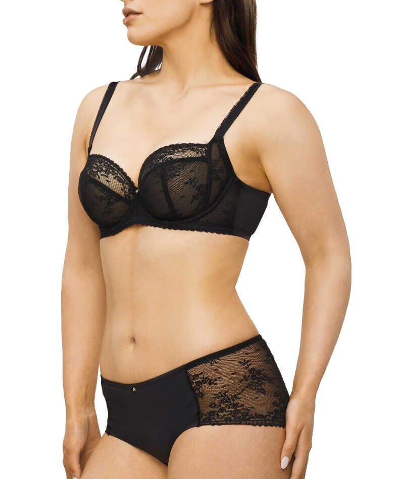 Nancy Ganz Jasmine Balconette Underwire Bra - Black - Curvy Bras