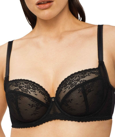 Nancy Ganz Jasmine Balconette Underwire Bra - Black Bras