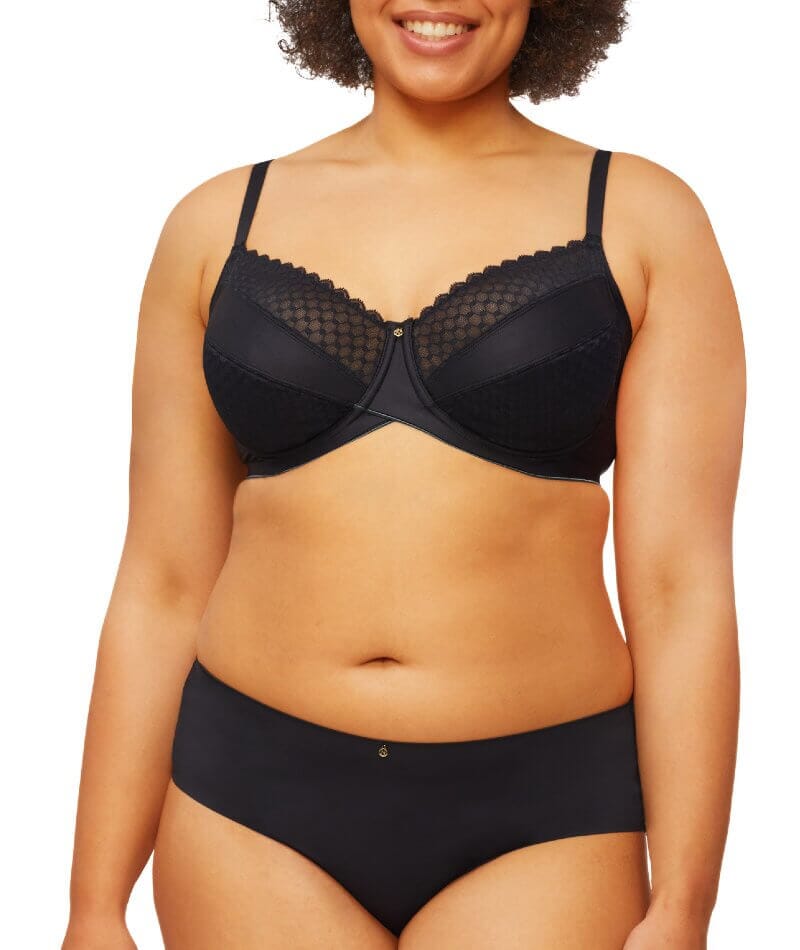 Nancy Ganz Revive Maya Underwire Lace Minimiser Bra - Black - Curvy Bras