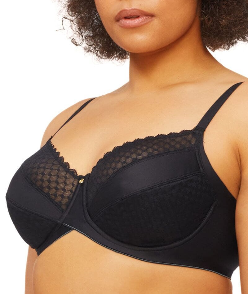 Nancy Ganz Revive Maya Underwire Lace Minimiser Bra - Black Bras