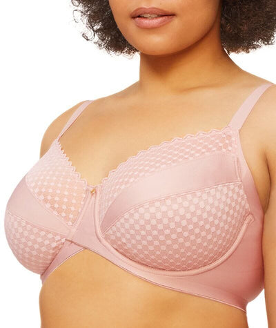 Nancy Ganz Revive Maya Underwire Lace Minimiser Bra - Rose Quartz - Curvy  Bras