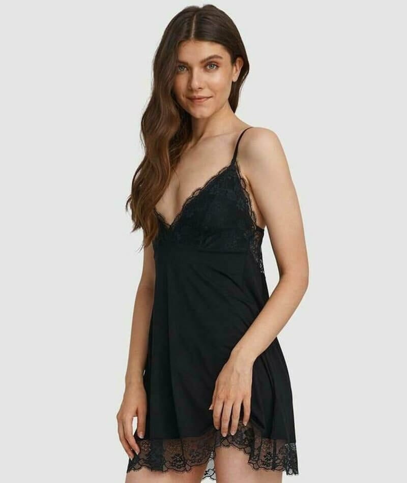 Oh!Zuza Lace Detail Chemise - Black Sleep / Lounge
