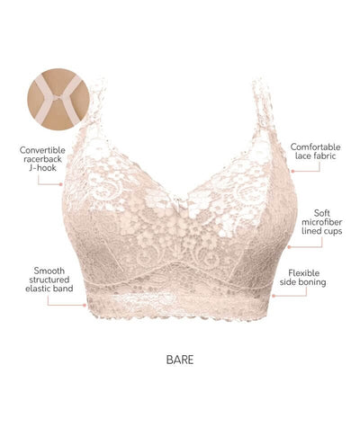 Parfait Adriana Wire-free Full Bust Lace Bralette - Bare - Curvy Bras