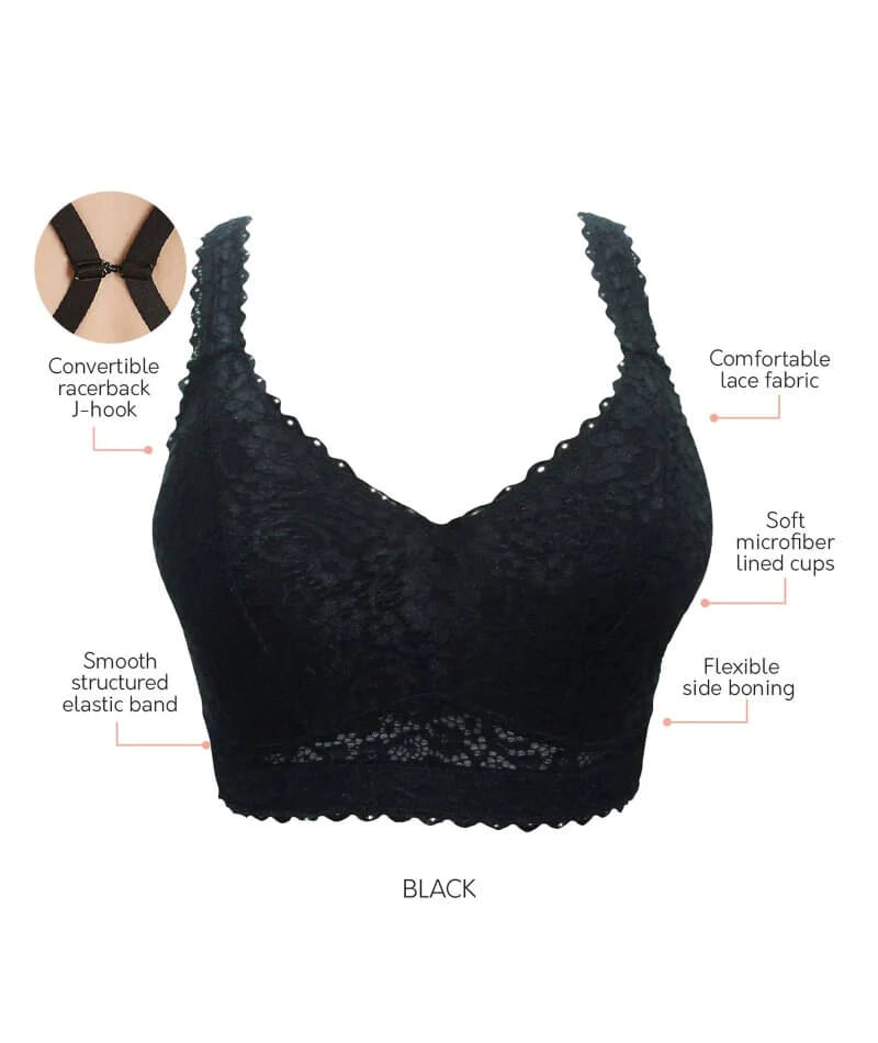 Parfait Adriana Wire-free Full Bust Lace Bralette - Black - Curvy Bras