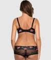 Parfait Casey Contour Plunge Bra - Black with Rose Print Bras