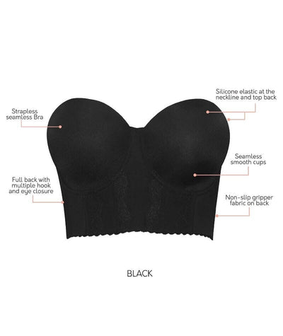 Parfait Elissa Seamless Underwire Padded Longline Strapless Bra - Black Bras