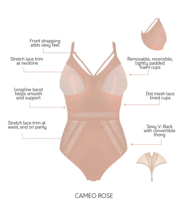 Parfait Mia Dot Plus Bodysuit - Cameo Rose - Curvy Bras
