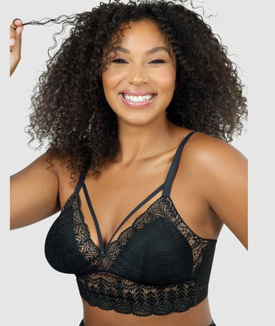 Plus Size Black Lace Bralette With Mesh Insert, You + All