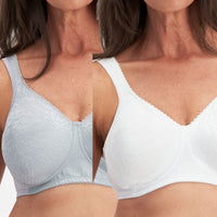 Playtex 18 Hour Ultimate Lift & Support Wire-Free Bra 2-Pack - White/Crystal Grey