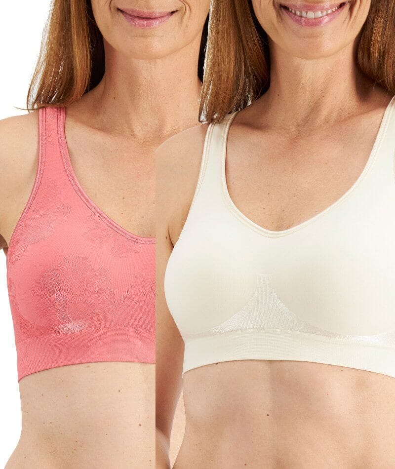 Playtex Comfort Flex Fit Contour Floral Wire-free Bra 2-Pack - Blushing  Pink/Almond