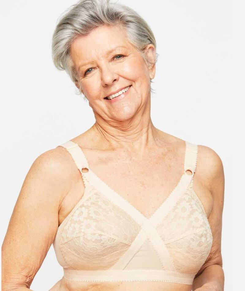 Playtex 18 Hour Cross Your Heart Wire-Free Lace Bra - Beige