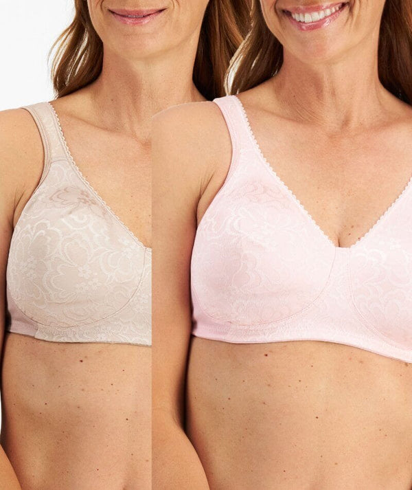 Playtex 18 Hour Ultimate Lift & Support Wire-Free 2Pack Bra - Toffee/Gentle  Peach