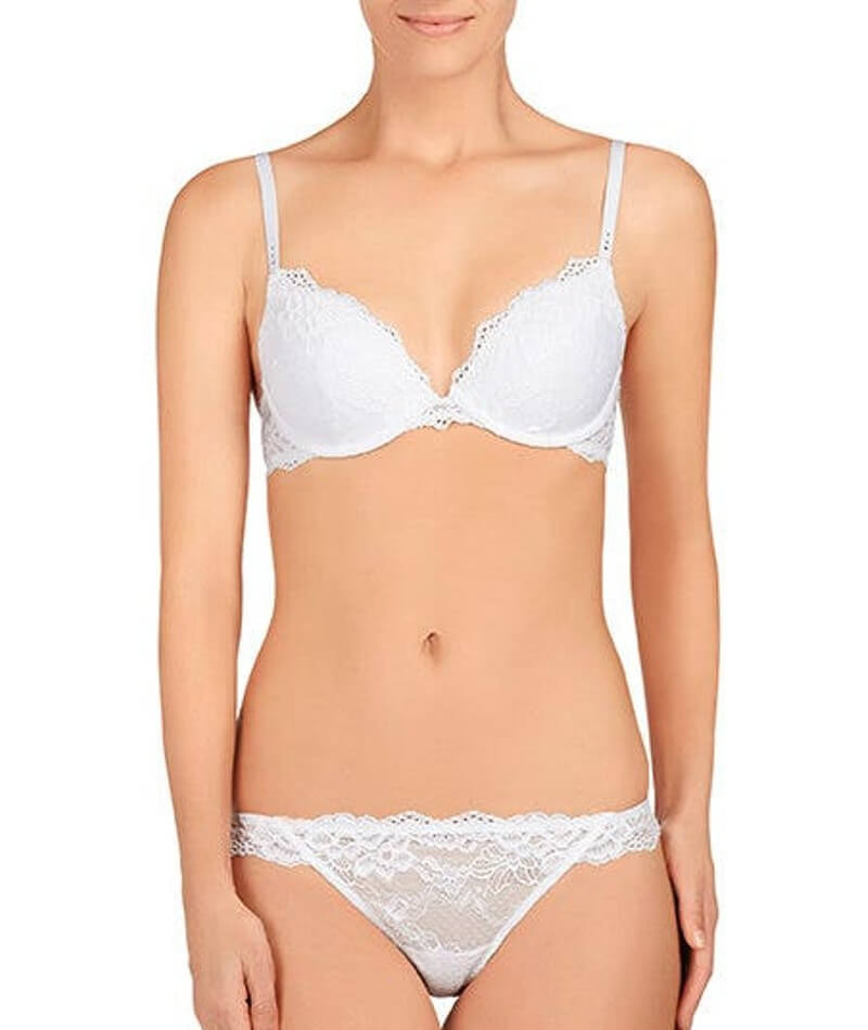 Pleasure State My Fit Lace FMO Push-Up Plunge Bra - White - Curvy Bras