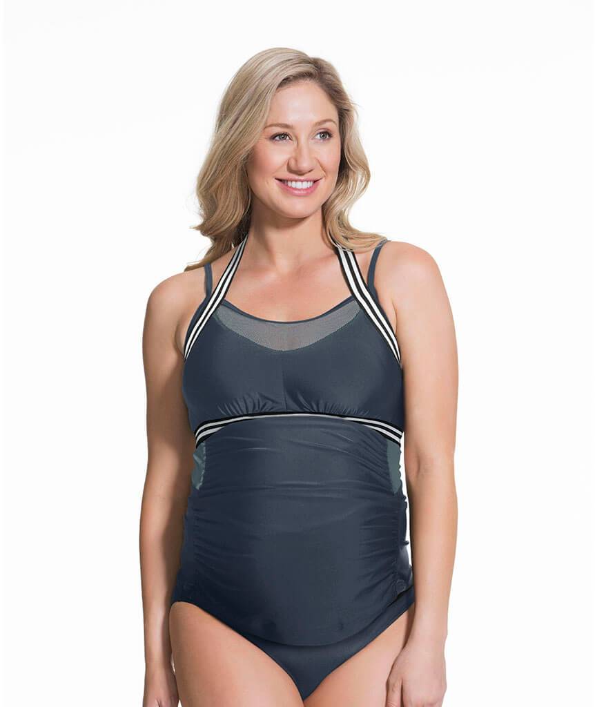 Rosewater Chinotto Maternity Tankini Swimwear Set - Grey - Curvy Bras