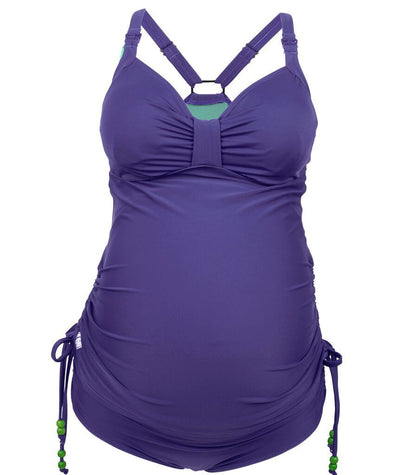 Rosewater Shake Fuller Flexi Wire Maternity Tankini Swimwear Set - Purple Swim