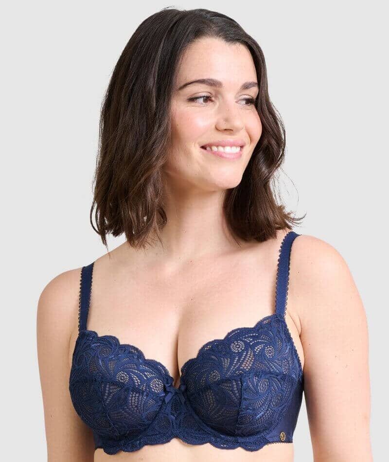 Sans Complexe Ariane Full Cup Underwired Lace Bra Marine Blue Curvy Bras