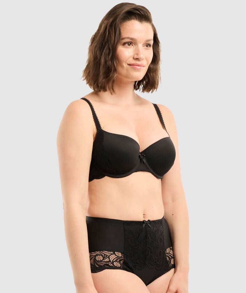 Sans Complexe Ariane Lace & Microfiber High Waist Brief - Black - Curvy Bras