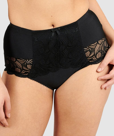 Sans Complexe Ariane Lace & Microfiber High Waist Brief - Black Knickers