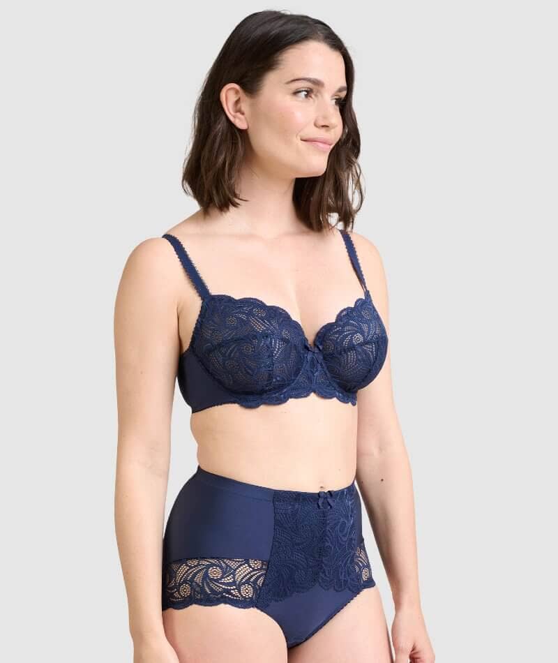 Sans Complexe Ariane Lace & Microfiber High Waist Brief - Marine