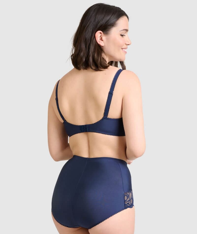 Sans Complexe Ariane Lace & Microfiber High Waist Brief - Marine Blue Knickers