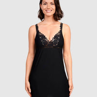 Sans Complexe Arum Lace Trim Chemise Wire-free Nightdress - Black