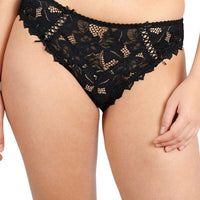 Sans Complexe Arum Microfiber and Lace Hipster Brief - Black