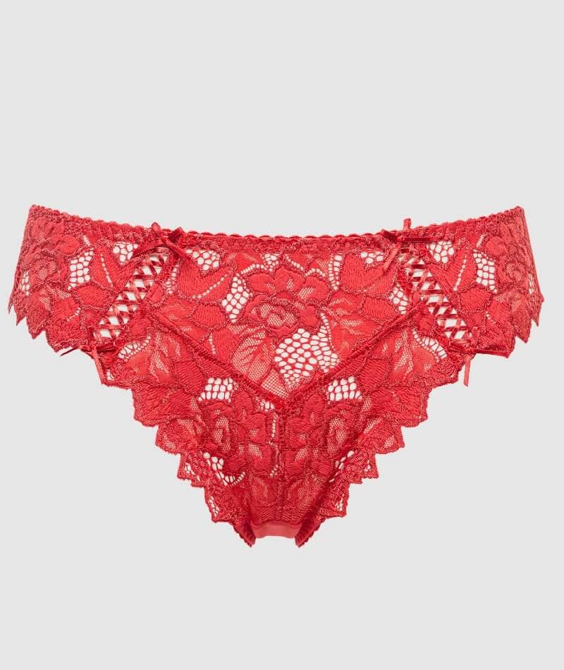 Sans Complexe Arum Microfiber and Lace Hipster Brief - Jester Red Knickers