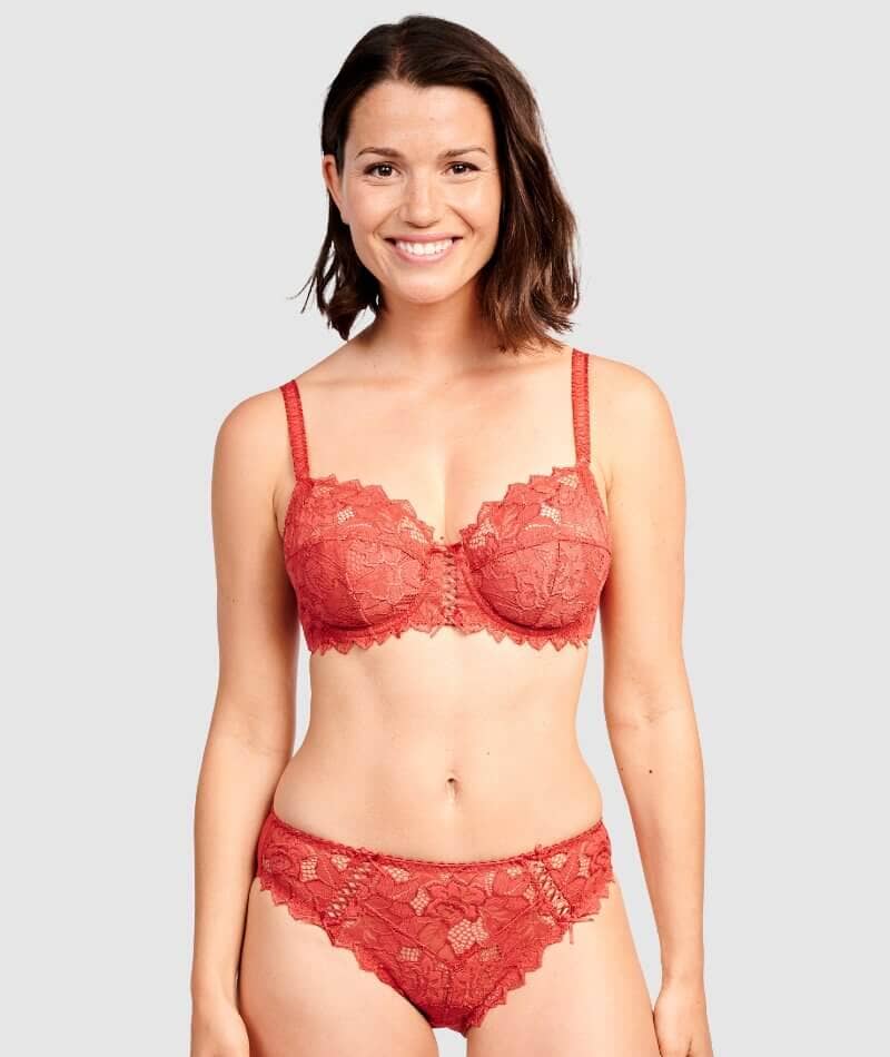 Sans Complexe Arum Microfiber and Lace Hipster Brief - Jester Red