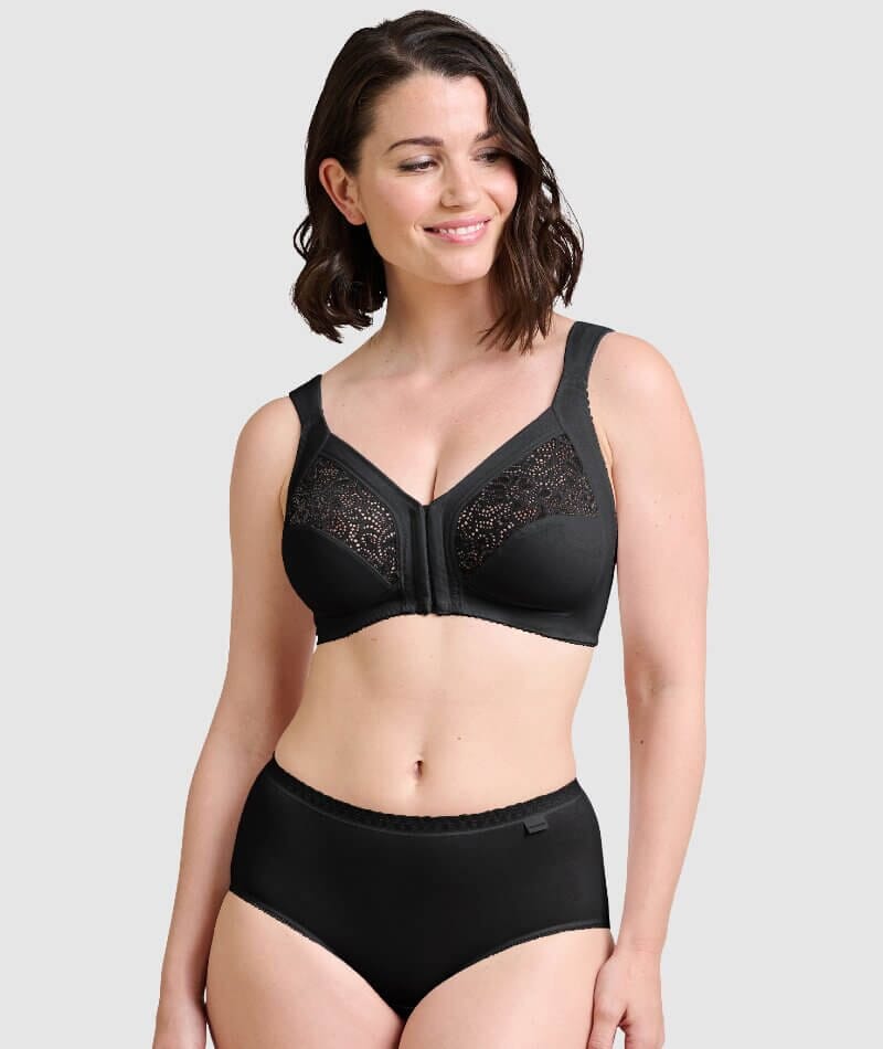 Sans Complexe Clara Front Closure Wire-free Lace Bra - Black Bras